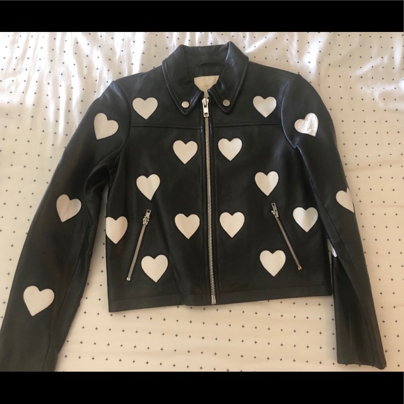 maje heart leather jacket